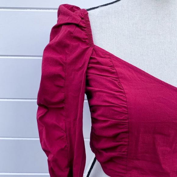 Zara red puff sleeve crop top - Picture 9 of 13